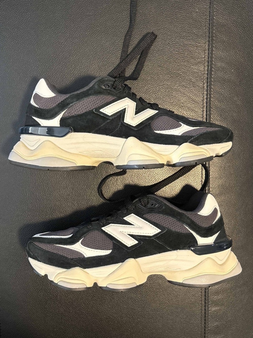 New Balance 9060 Black White and Cream Sneakers